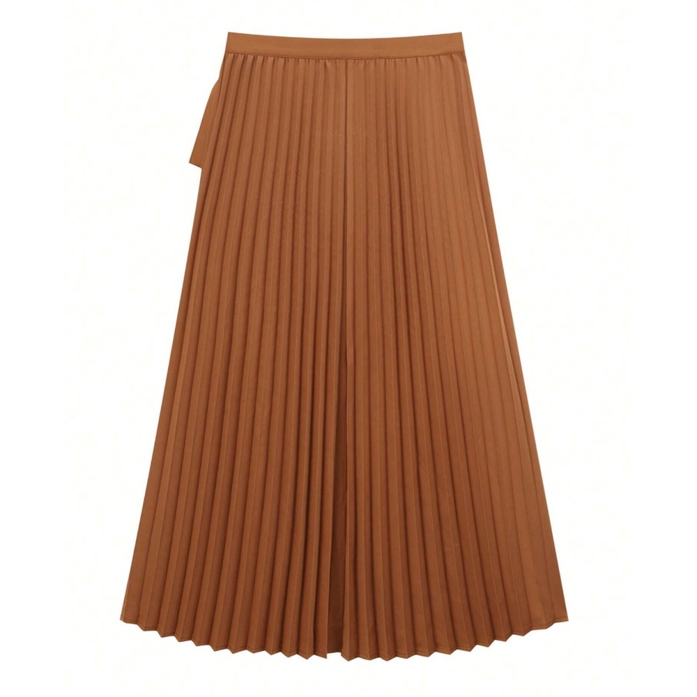 Classic Camel Tie Pleated Maxi Skirt - Picture 5 of 5